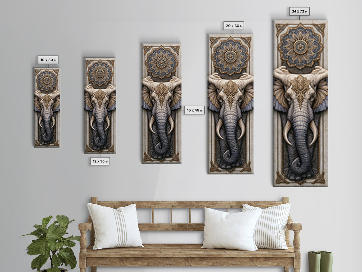 Geometric Elephant with Ornate Mandala Lines Canvas Print, Sacred Geometry Art, Modern Decor, Living Room Decor, Abstract Art, SGA-1x3-94