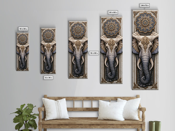 Geometric Elephant with Ornate Mandala Lines Canvas Print, Sacred Geometry Art, Modern Decor, Living Room Decor, Abstract Art, SGA-1x3-94