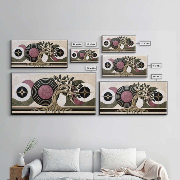 Geometric Tree of Life Framed Canvas Print, Sacred Geometry Art, Digital Download Art, Living Room Decor, Abstract Art, SGA-2x1-11
