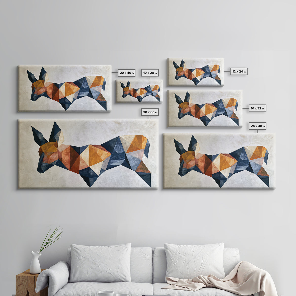 Sacred Deer Formed from Geometric Facets Framed Canvas Print, Sacred Geometry Art, Wall Art Print, Living Room Decor, Geometry, SGA-2x1-51