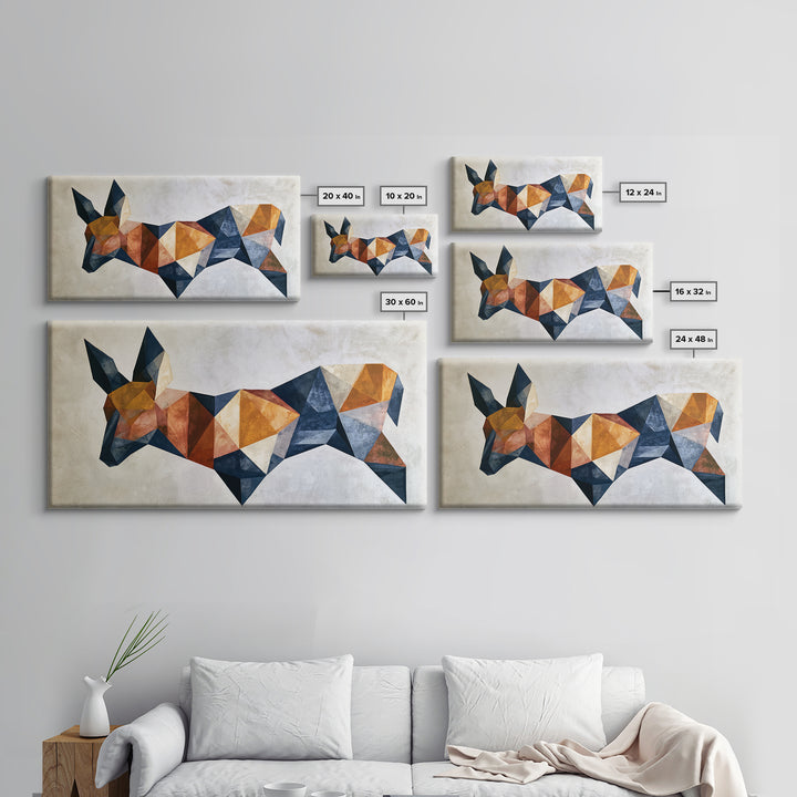 Sacred Deer Formed from Geometric Facets Framed Canvas Print, Sacred Geometry Art, Wall Art Print, Living Room Decor, Geometry, SGA-2x1-51