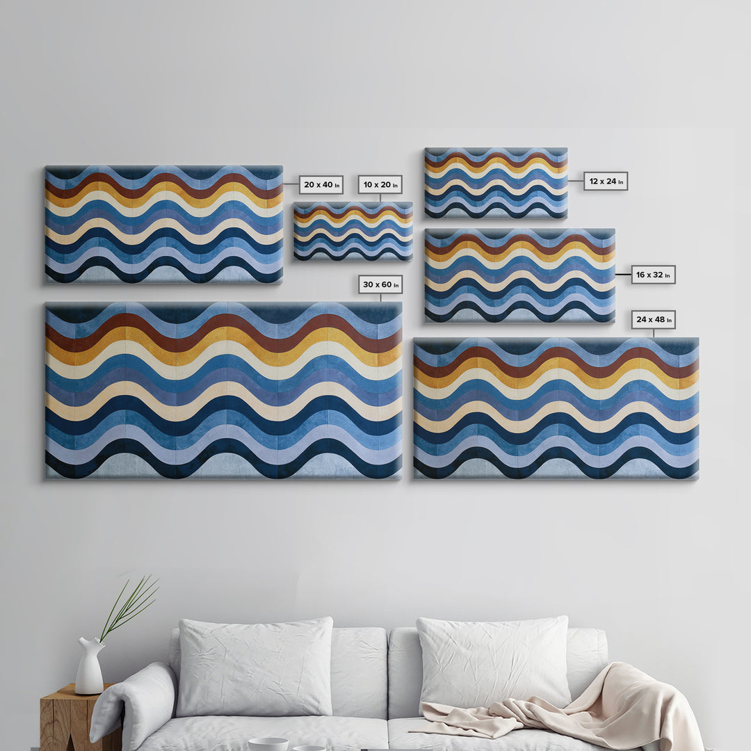 Geometric Wave Pattern Canvas Print, Sacred Geometry Art, Textured Painting, Living Room Decor, Abstract Art, Geometry, SGA-2x1-66
