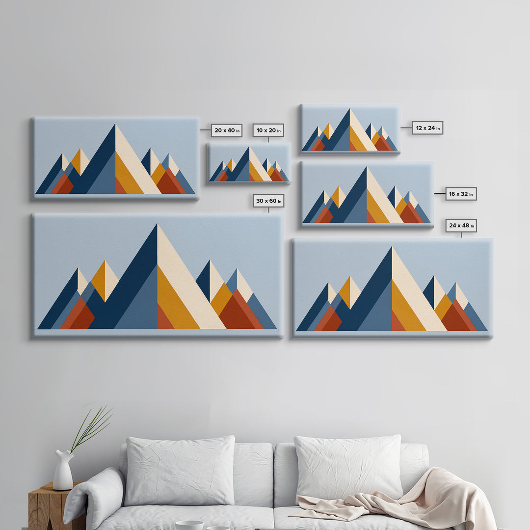 Triangle Mountain Landscape Framed Canvas Print, Sacred Geometry Art, Canvas Wall Art, Living Room Decor, Fine Art, Geometry, SGA-2x1-85
