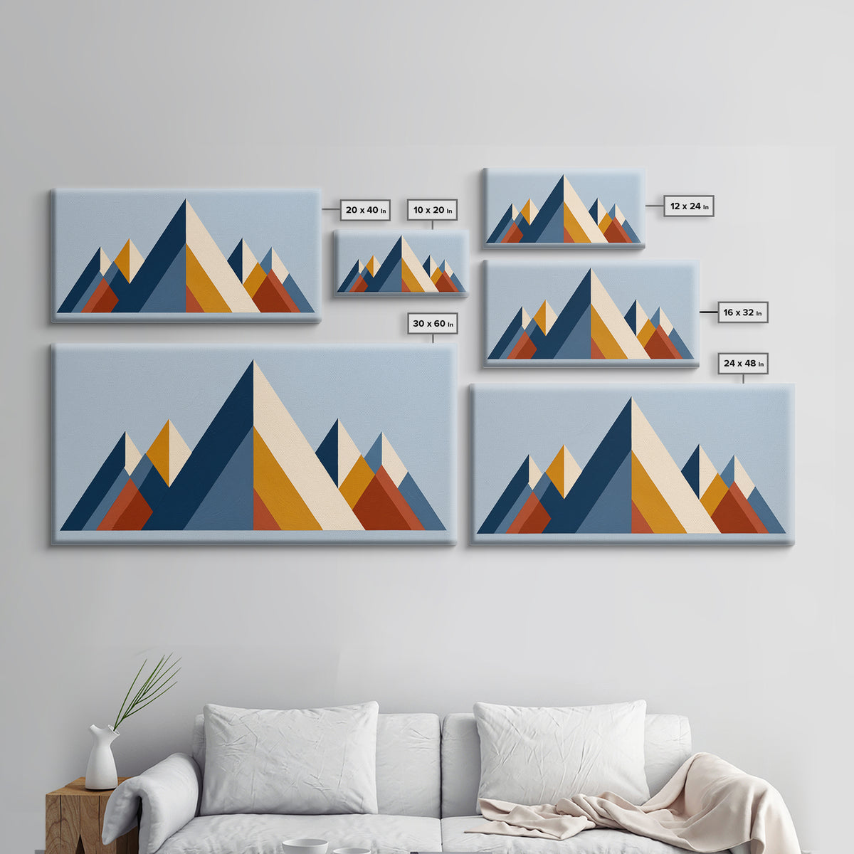 Triangle Mountain Landscape Framed Canvas Print, Sacred Geometry Art, Canvas Wall Art, Living Room Decor, Fine Art, Geometry, SGA-2x1-85