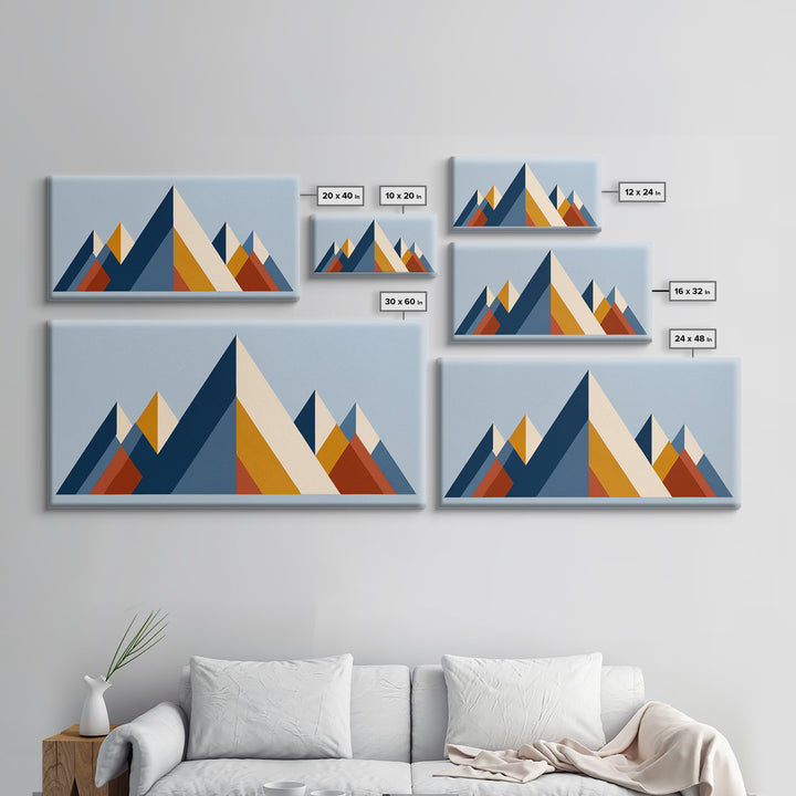 Triangle Mountain Landscape Framed Canvas Print, Sacred Geometry Art, Canvas Wall Art, Living Room Decor, Fine Art, Geometry, SGA-2x1-85