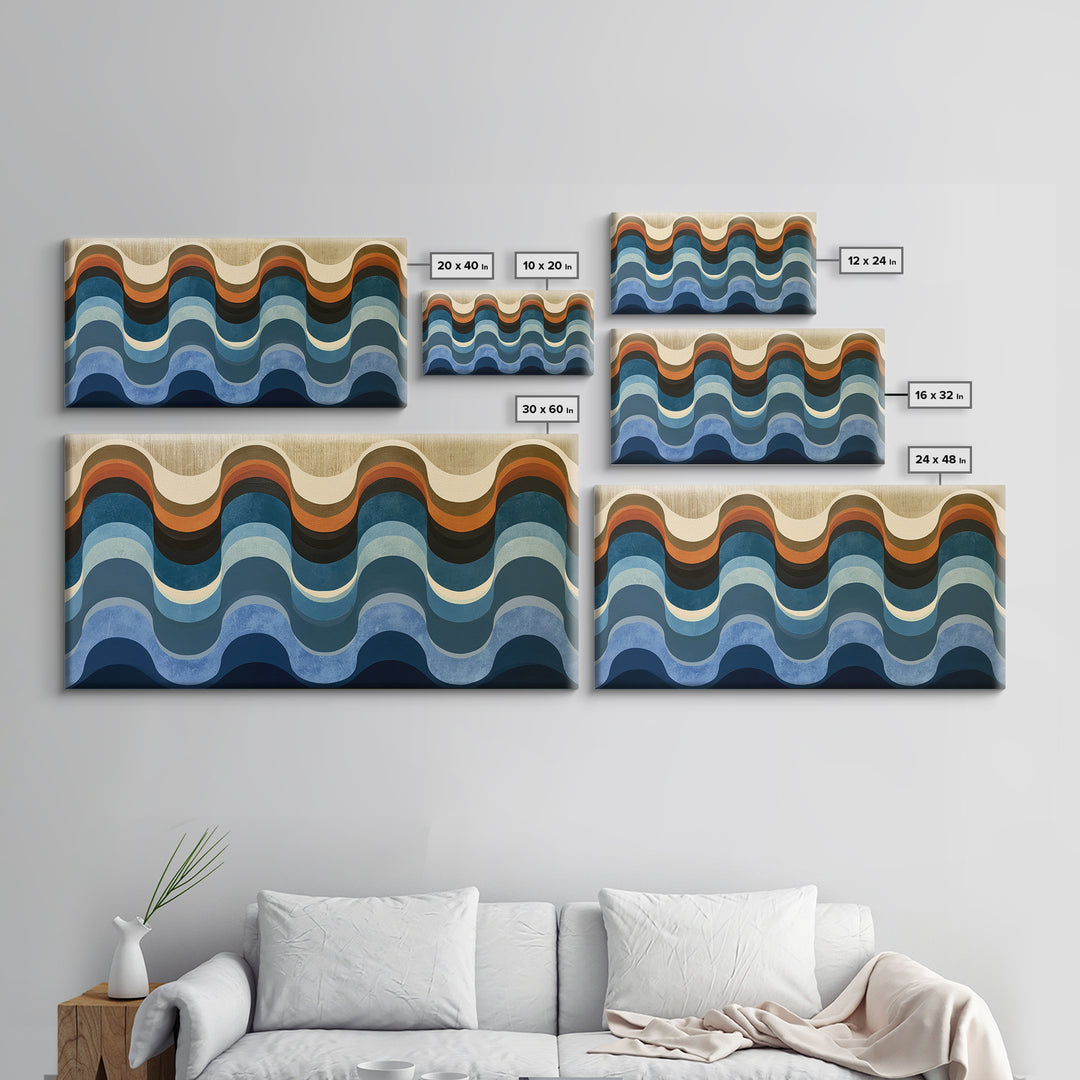 Geometric Wave Pattern Framed Canvas Print, Sacred Geometry Art, Fall Decor, Living Room Decor, Fine Art, Geometry, Boho Decor, SGA-2x1-90