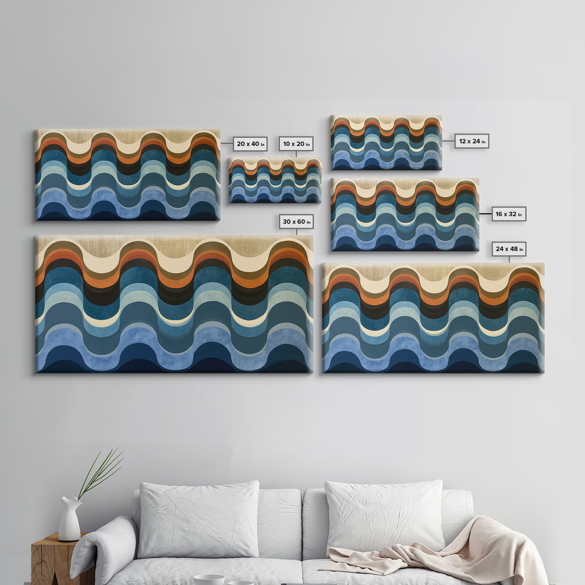 Geometric Wave Pattern Framed Canvas Print, Sacred Geometry Art, Fall Decor, Living Room Decor, Fine Art, Geometry, Boho Decor, SGA-2x1-90