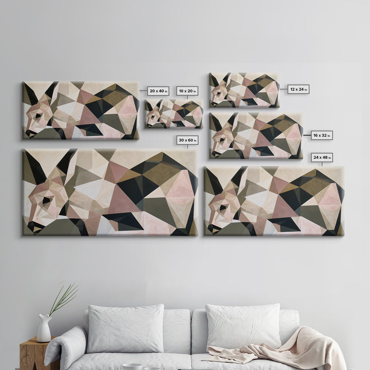 Sacred Deer Formed from Geometric Facets Framed Canvas Print, Sacred Geometry Art, Boho Decor, Living Room Decor, Geometry, SGA-2x1-99