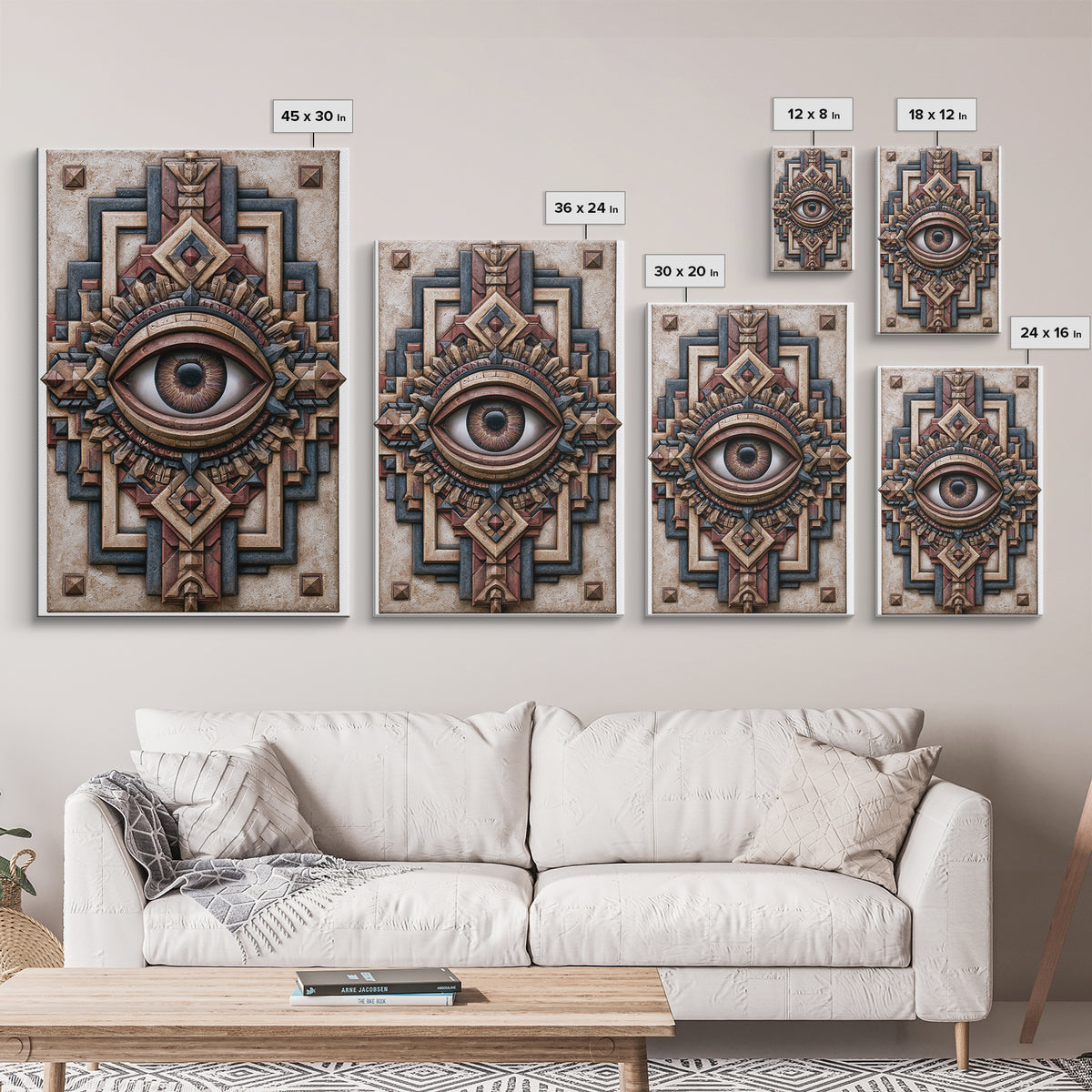 Cosmic Eye Inside Geometric Frame Framed Canvas Print, Sacred Geometry Art, Zen Home Decor, Living Room Decor, Abstract Art, SGA-2x3-3
