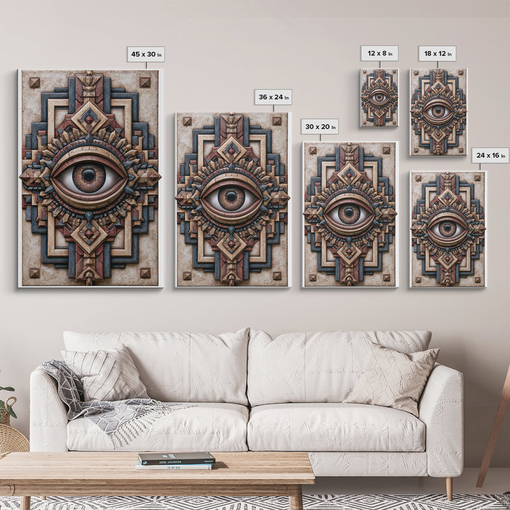 Cosmic Eye Inside Geometric Frame Framed Canvas Print, Sacred Geometry Art, Zen Home Decor, Living Room Decor, Abstract Art, SGA-2x3-3