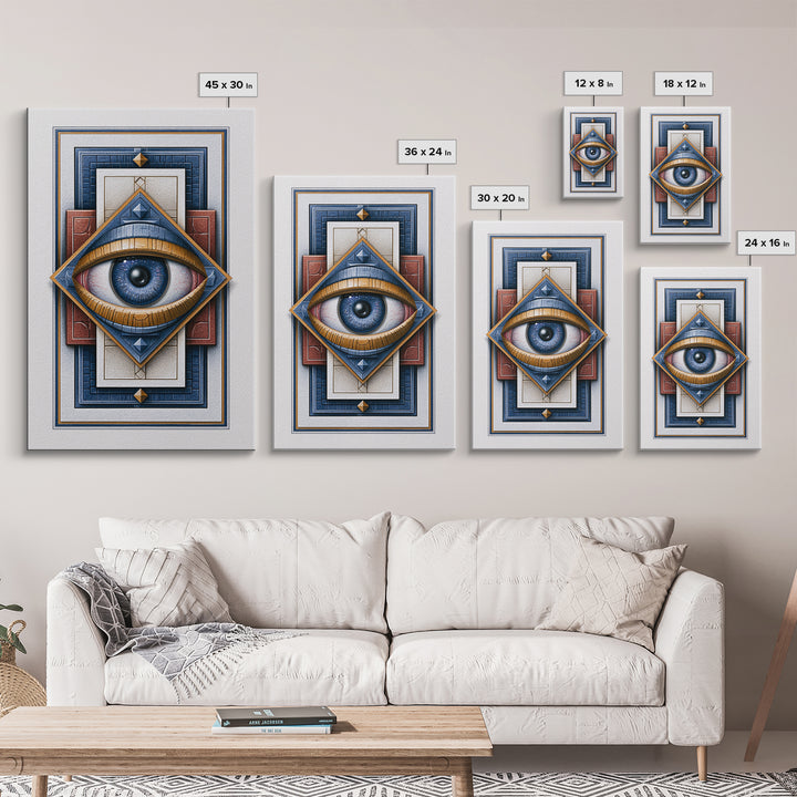 Cosmic Eye Inside Geometric Frame Framed Canvas Print, Sacred Geometry Art, Room Decor, Living Room Decor, Fine Art, Geometry, SGA-2x3-51