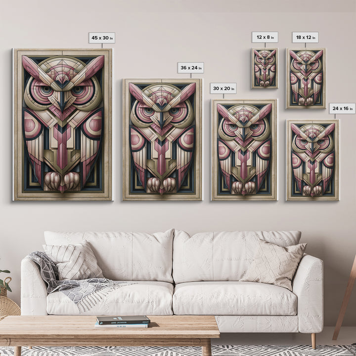 Sacred Owl Formed from Symmetrical Linework Canvas Print, Sacred Geometry Art, Digital Art, Living Room Decor, Geometry, SGA-2x3-74