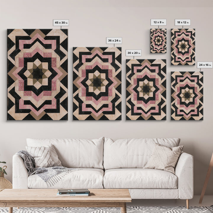Moroccan Sacred Tile Star Pattern Canvas Print, Sacred Geometry Art, Geometric Wall Art, Living Room Decor, Geometry, SGA-2x3-8
