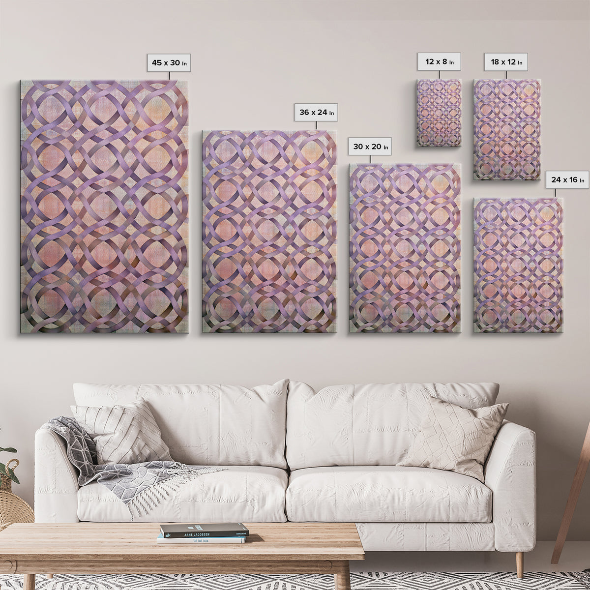 Crystal Grid Pattern Framed Canvas Print, Sacred Geometry Art, Boho Decor, Living Room Decor, Geometry, Spiritual Wall Art, SGA-2x3-85