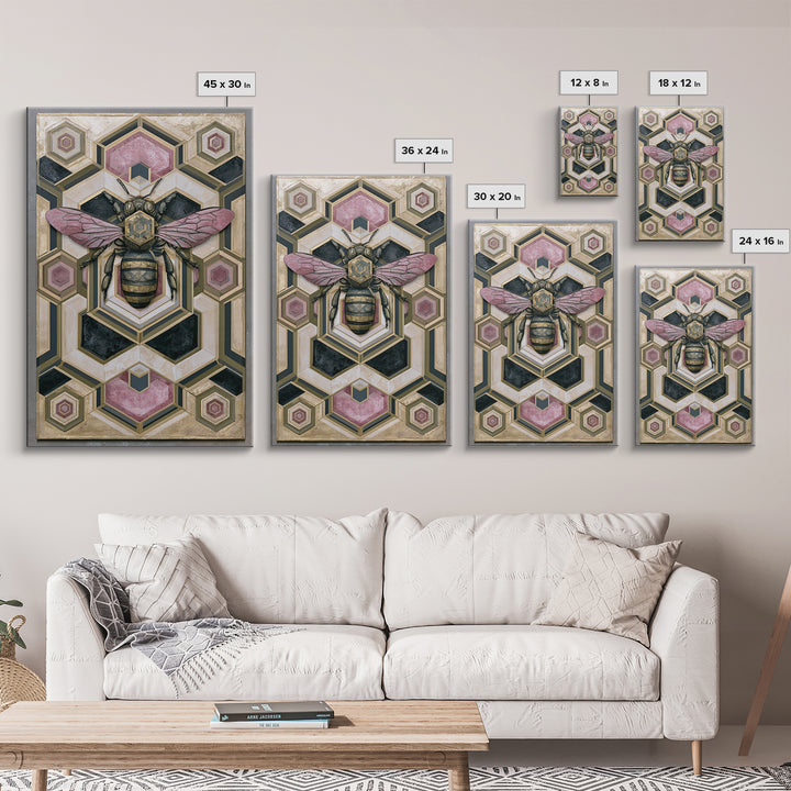 Hexagon Honeycomb Pattern Canvas Print, Sacred Geometry Art, Wall Hanging, Living Room Decor, Fine Art, Geometry, Wabi Sabi Art, SGA-2x3-96