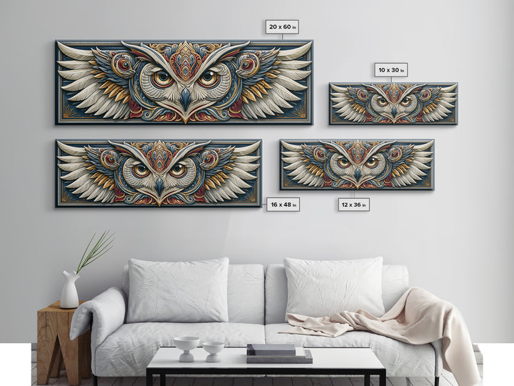 Sacred Owl Formed from Symmetrical Linework Canvas Print, Sacred Geometry Art, Wall Decor, Living Room Decor, Geometry, SGA-3x1-10