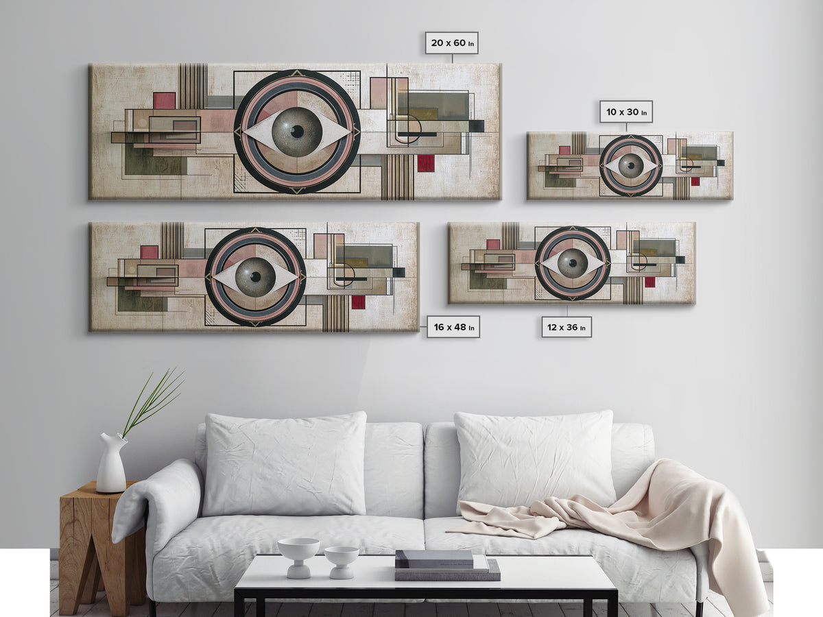 Cosmic Eye Inside Geometric Frame Canvas Print, Sacred Geometry Art, Spiritual Wall Art, Living Room Decor, Abstract Art, SGA-3x1-11