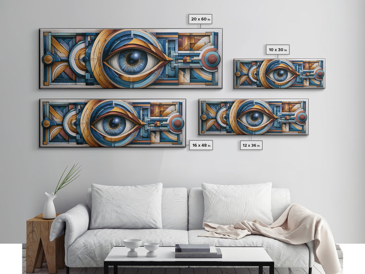 Cosmic Eye Inside Geometric Frame Canvas Print, Sacred Geometry Art, Art Print, Living Room Decor, Fine Art, Geometry, SGA-3x1-35