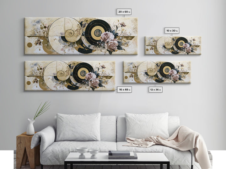 Golden Ratio Spiral Canvas Print, Sacred Geometry Art, Minimalist Wall Art, Living Room Decor, Geometry, Zen Home Decor, SGA-3x1-46