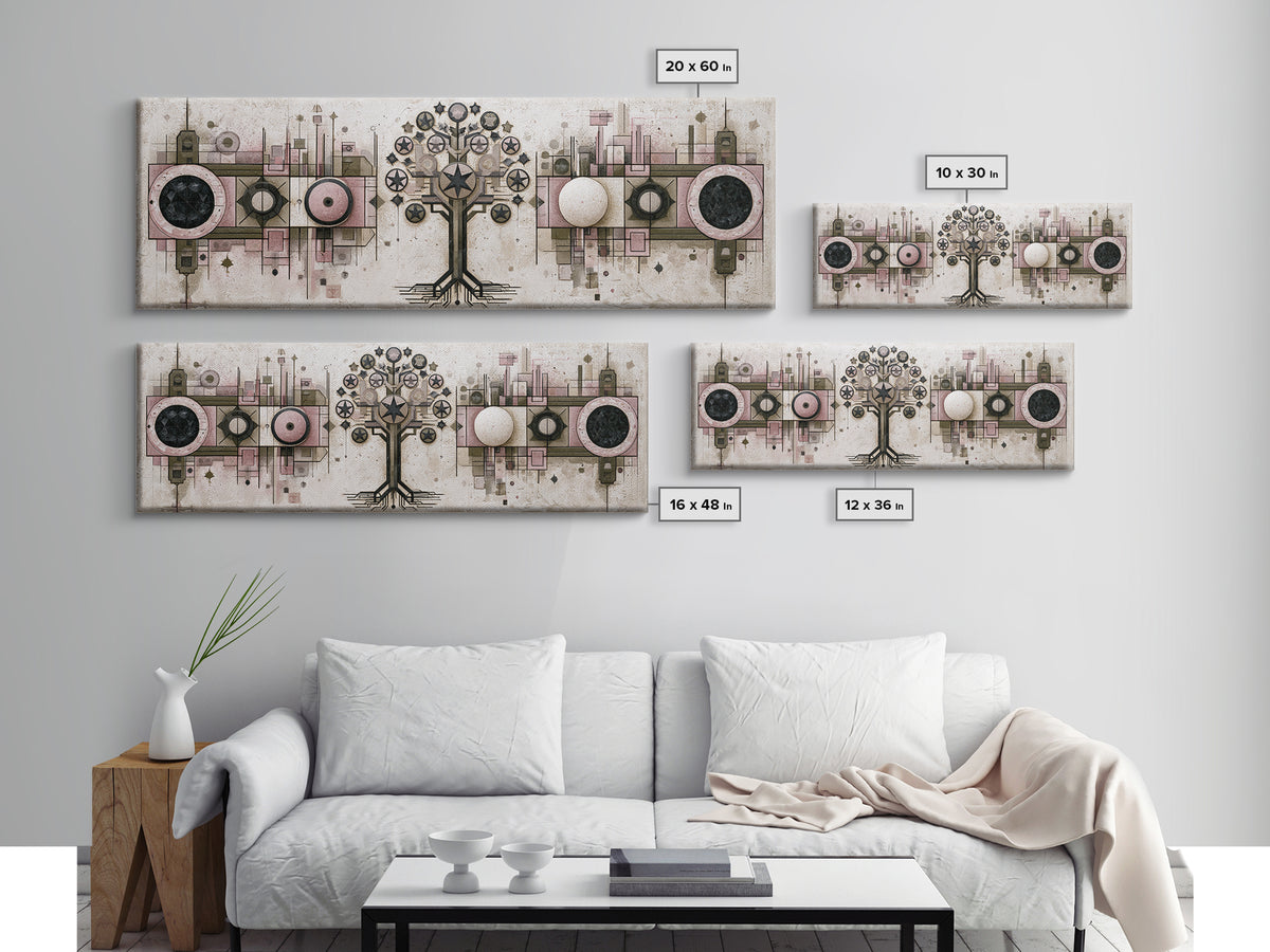 Geometric Tree of Life Framed Canvas Print, Sacred Geometry Art, Contemporary Art, Living Room Decor, Fine Art, Geometry, SGA-3x1-55