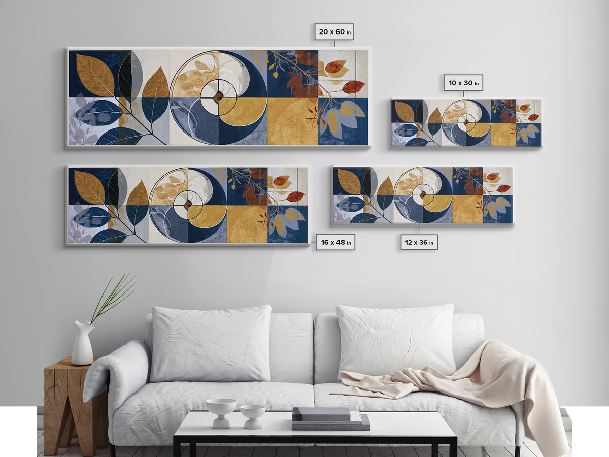 Golden Ratio Spiral Canvas Print, Sacred Geometry Art, Art Print, Living Room Decor, Watercolor Art, Geometry, Digital Wall Art, SGA-3x1-70