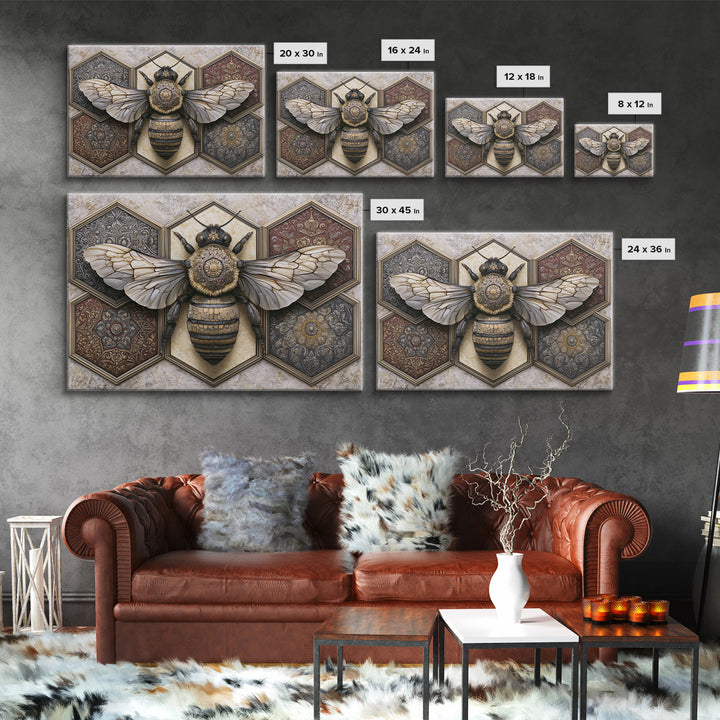 Hexagon Honeycomb Pattern Canvas Print, Sacred Geometry Art, Geometric Wall Art, Living Room Decor, Watercolor Art, Geometry, SGA-3x2-44