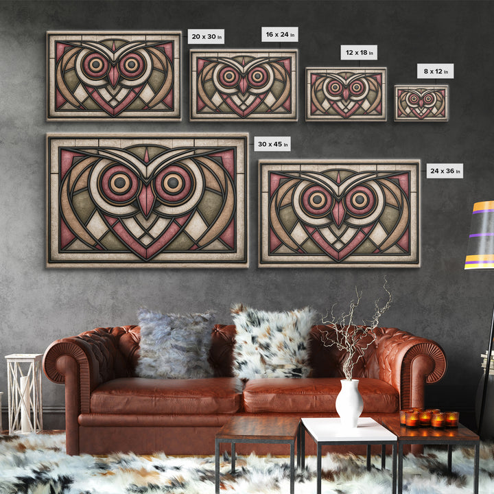 Sacred Owl Formed from Symmetrical Linework Canvas Print, Sacred Geometry Art, Boho Decor, Living Room Decor, Geometry, SGA-3x2-46