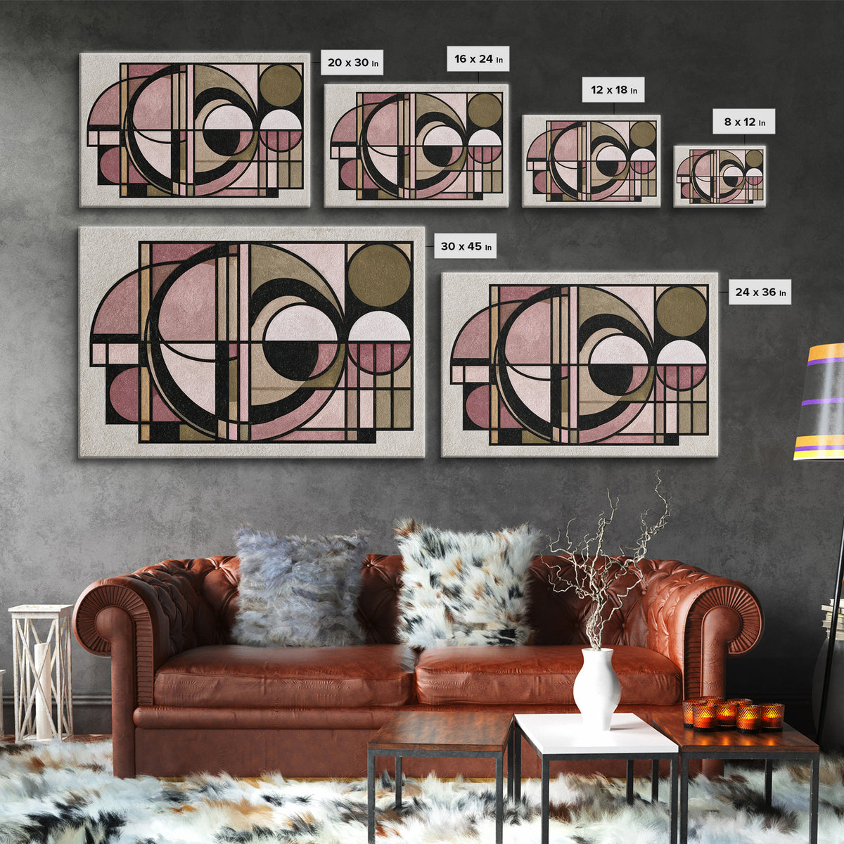 Abstract Temple Plan Made from Sacred Lines Canvas Print, Sacred Geometry Art, Rustic Home Decor, Living Room Decor, Geometry, SGA-3x2-65