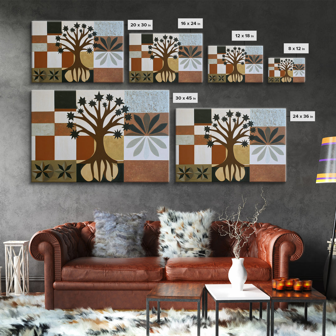 Geometric Tree of Life Framed Canvas Print, Sacred Geometry Art, Fall Decor, Living Room Decor, Abstract Art, Geometry, SGA-3x2-91