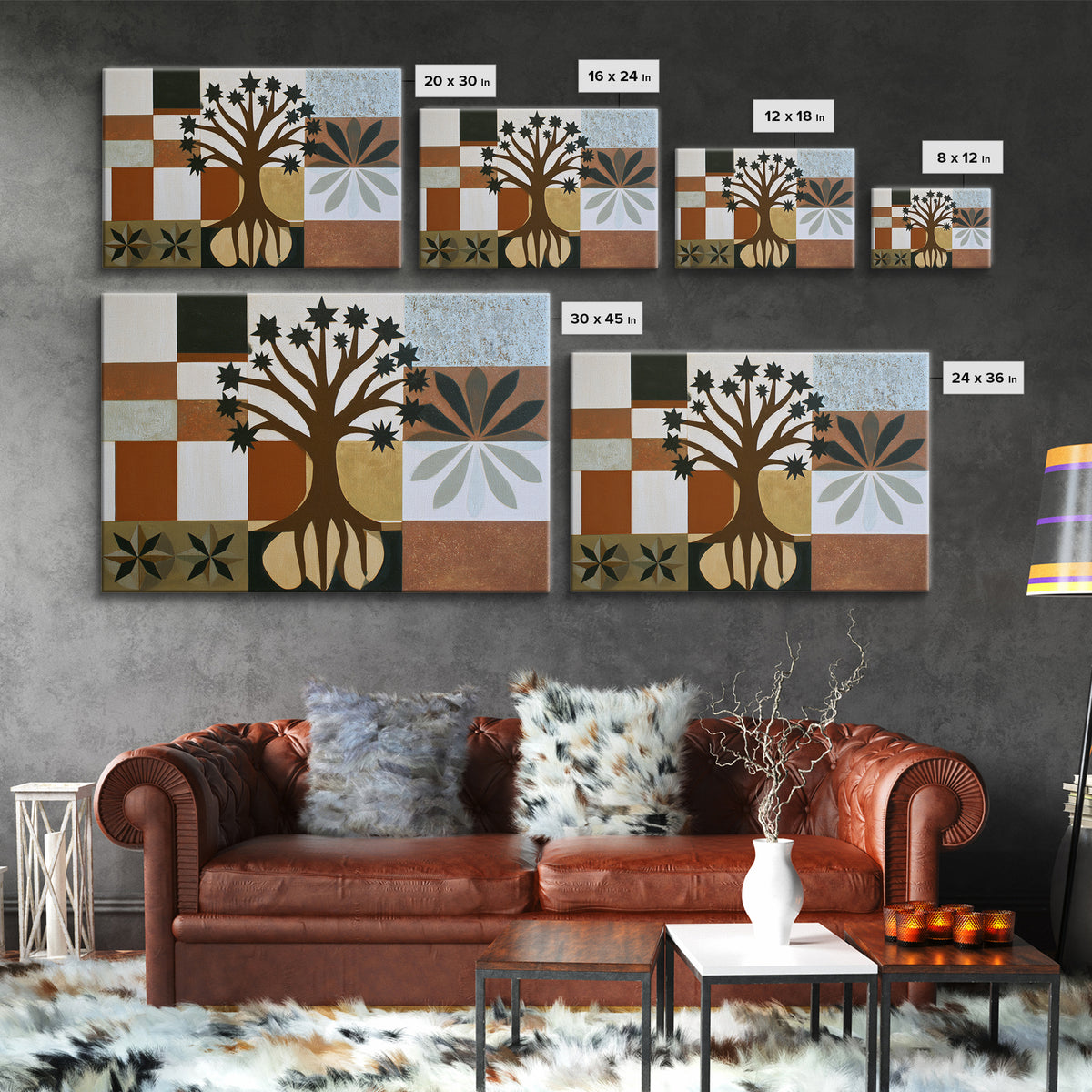 Geometric Tree of Life Framed Canvas Print, Sacred Geometry Art, Fall Decor, Living Room Decor, Abstract Art, Geometry, SGA-3x2-91