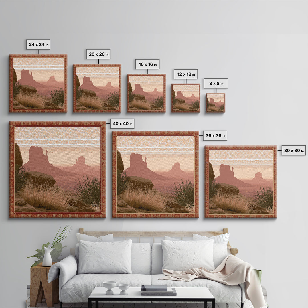 Monument Valley Silhouette Canvas Print, Southwestern Art, Native American Art, Southwestern Decor, Mesa, Luxury Decor, SOU-1x1-10