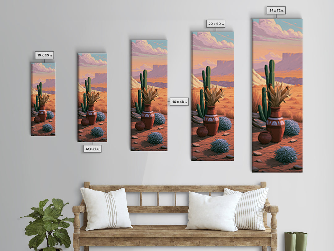 Pueblo Pottery Still Life Canvas Print, Southwestern Art, Prints Wall Art, Southwestern Decor, Fine Art, Mesa, Tile Art, SOU-1x3-35