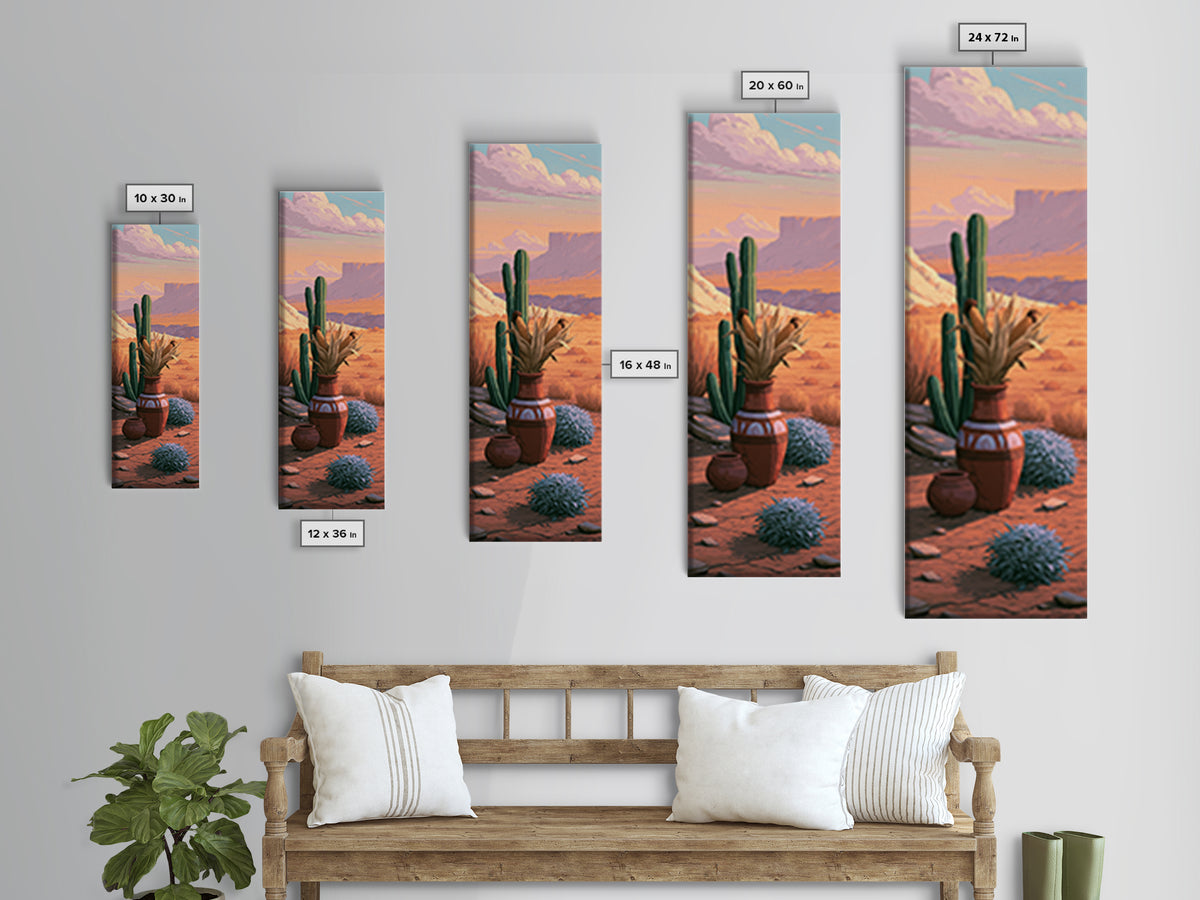 Pueblo Pottery Still Life Canvas Print, Southwestern Art, Prints Wall Art, Southwestern Decor, Fine Art, Mesa, Tile Art, SOU-1x3-35