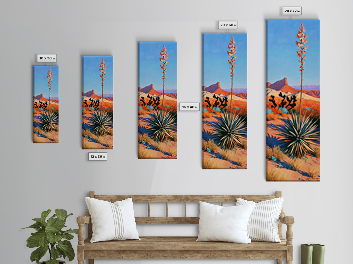 Yucca Blooms Against Clear Blue Sky Canvas Print, Southwestern Art, Western Decor, Southwestern Decor, Fine Art, Mesa, SOU-1x3-56