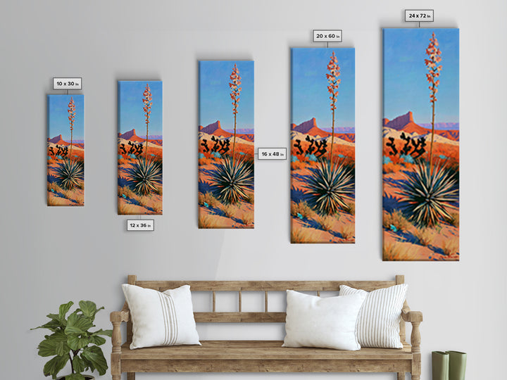 Yucca Blooms Against Clear Blue Sky Canvas Print, Southwestern Art, Western Decor, Southwestern Decor, Fine Art, Mesa, SOU-1x3-56
