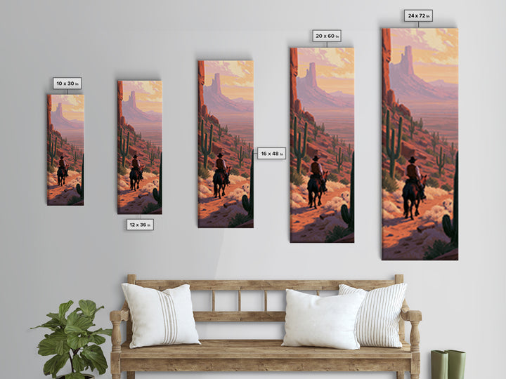 Horse Rider Crossing Desert at Dusk Canvas Print, Southwestern Art, Original Art, Southwestern Decor, Fine Art, Mesa, SOU-1x3-7