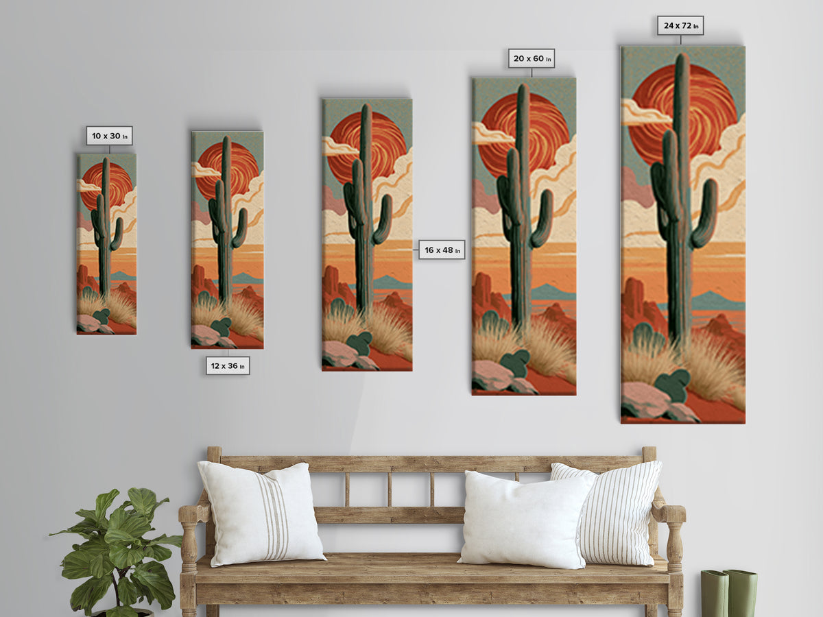 Saguaro Cactus under Enormous Sunset Canvas Print, Southwestern Art, Contemporary Art, Southwestern Decor, Fine Art, Mesa, SOU-1x3-86
