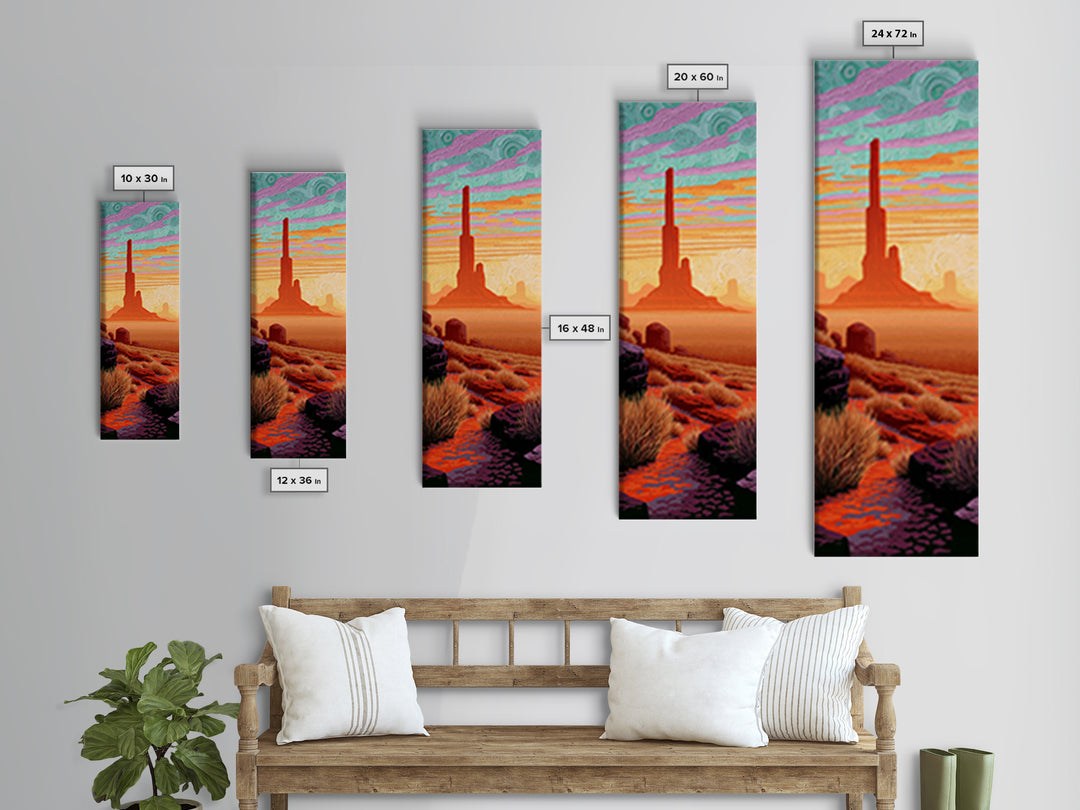 Monument Valley Silhouette Canvas Print, Southwestern Art, Room Decor, Southwestern Decor, Fine Art, Mesa, Digital Wall Art, SOU-1x3-94