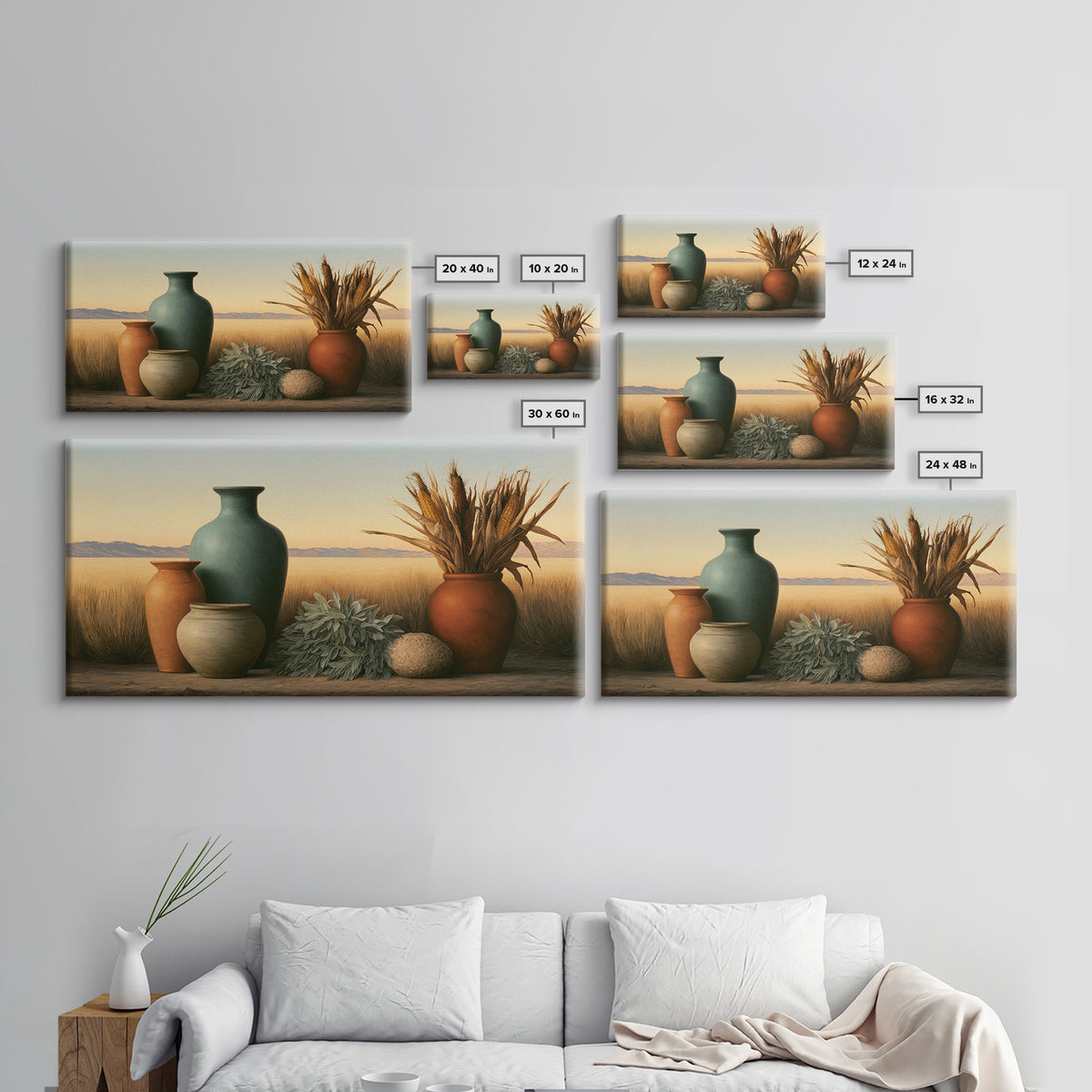 Pueblo Pottery Still Life Framed Canvas Print, Southwestern Art, Gallery Decor, Southwestern Decor, Fine Art, Mesa, Wall Art, SOU-2x1-67
