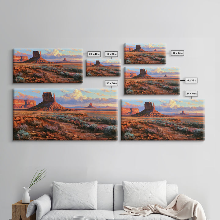 Desert Mesas in Terracotta and Turquoise Canvas Print, Southwestern Art, Western Wall Art, Southwestern Decor, Fine Art, Mesa, SOU-2x1-69