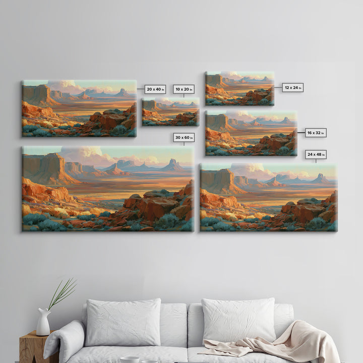 Desert Mesas in Terracotta and Turquoise Canvas Print, Southwestern Art, Western Wall Art, Southwestern Decor, Fine Art, Mesa, SOU-2x1-93