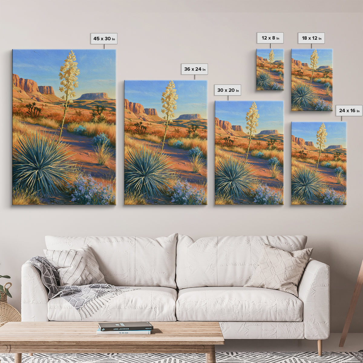 Yucca Blooms Against Clear Blue Sky Framed Canvas Print, Southwestern Art, Printable Wall Art, Southwestern Decor, Mesa, SOU-2x3-100