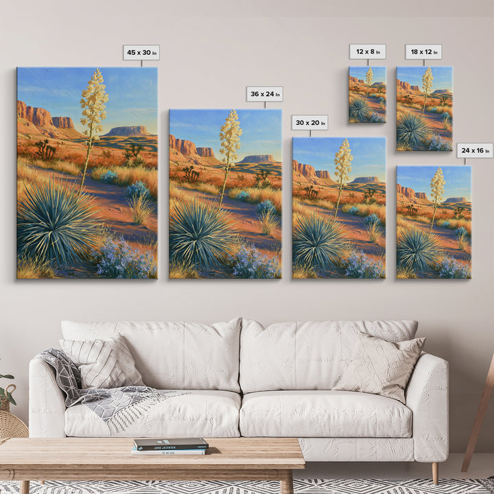 Yucca Blooms Against Clear Blue Sky Framed Canvas Print, Southwestern Art, Printable Wall Art, Southwestern Decor, Mesa, SOU-2x3-100