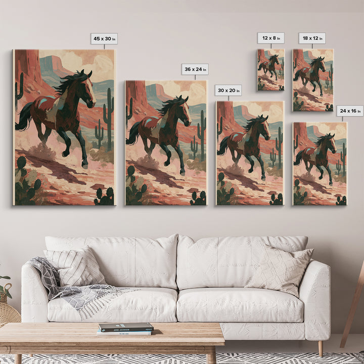 Wild Mustang Running Through Dusty Canyon Canvas Print, Southwestern Art, Wall Art, Southwestern Decor, Fine Art, Mesa, SOU-2x3-14