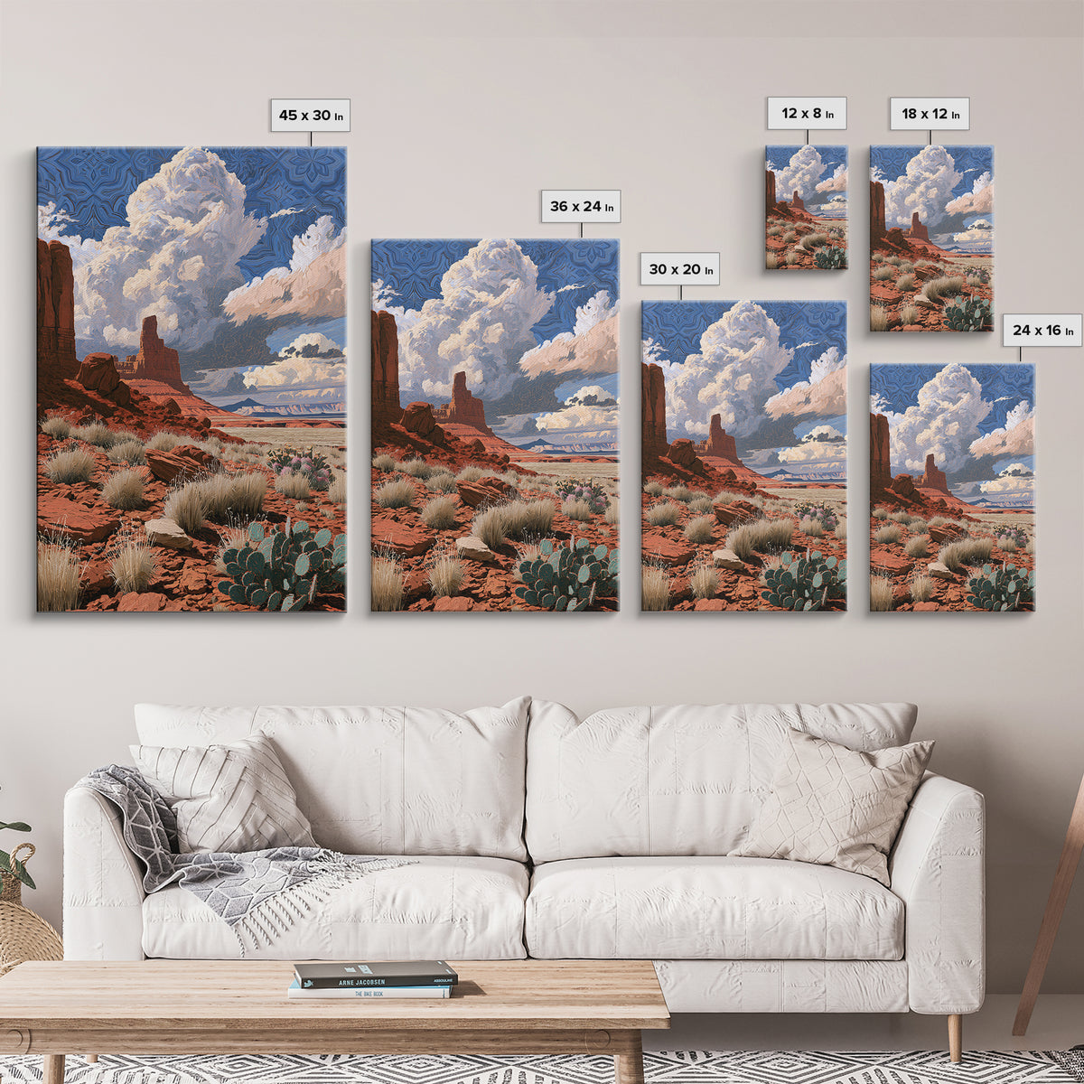 Desert Storm Clouds Framed Canvas Print, Southwestern Art, Boho Wall Decor, Southwestern Decor, Mesa, Antique Oil Painting, SOU-2x3-20