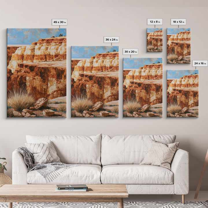 Abstract Canyon Layers Canvas Print, Southwestern Art, Wall Decor, Southwestern Decor, Oil Painting, Mesa, Boho Decor, SOU-2x3-50