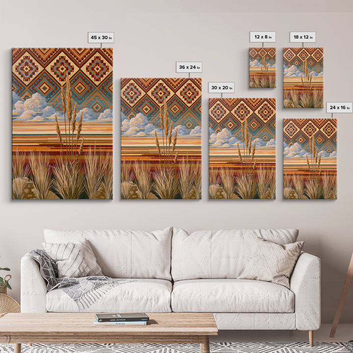 Navajo Geometric Pattern Framed Canvas Print, Southwestern Art, Original Art, Southwestern Decor, Abstract Art, Mesa, SOU-2x3-60