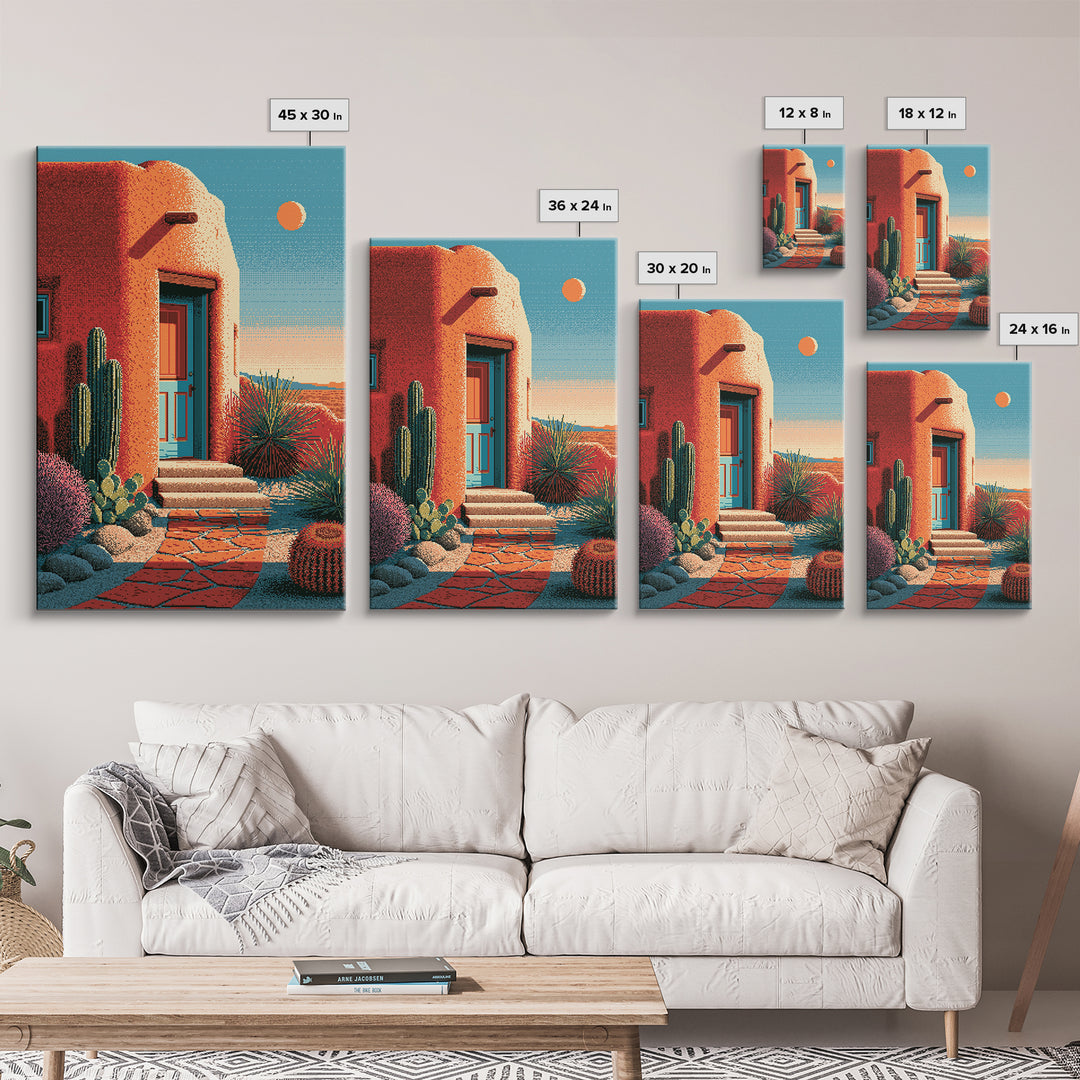 Adobe Doorway with Turquoise Blue Shadow Canvas Print, Southwestern Art, Western Decor, Southwestern Decor, Fine Art, Mesa, SOU-2x3-61