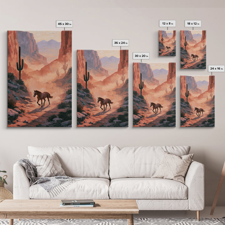 Wild Mustang Running Through Dusty Canyon Canvas Print, Southwestern Art, Printable Art, Southwestern Decor, Fine Art, Mesa, SOU-2x3-62