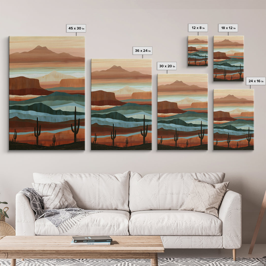 Abstract Canyon Layers Framed Canvas Print, Southwestern Art, Large Wall Art, Southwestern Decor, Mesa, Farmhouse Wall Art, SOU-2x3-74